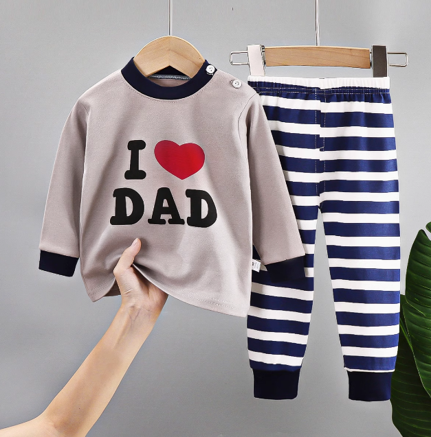 Kids boy or girl cotton pyjamas long sleeve shirt + long sleeve pant pyjamas newborn bayi (6months - 8yrs)