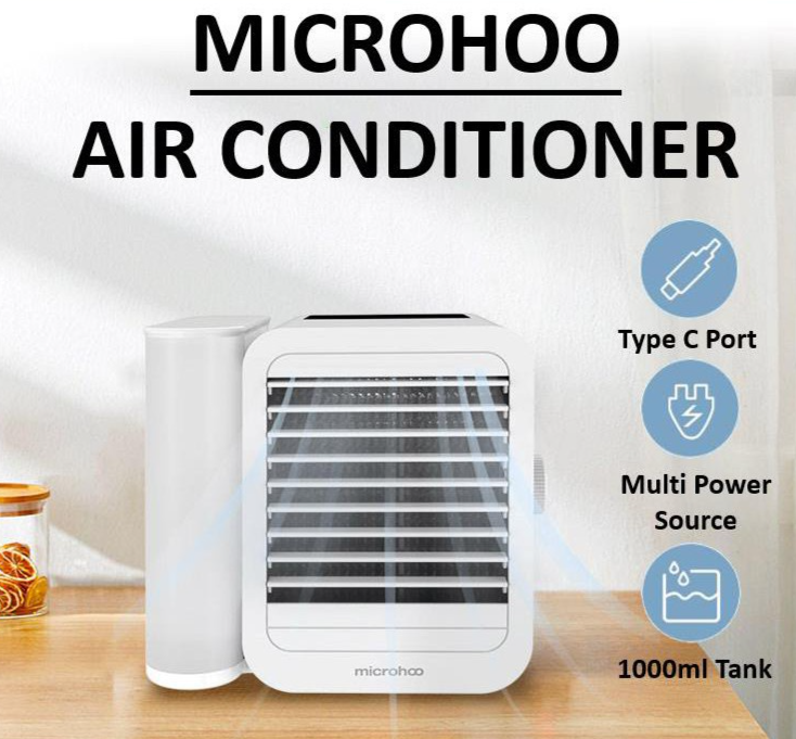 Microhoo 3 In 1 Mini Air Conditioner Water Cooling Fan Touch Screen Timing Artic Cooler Humid