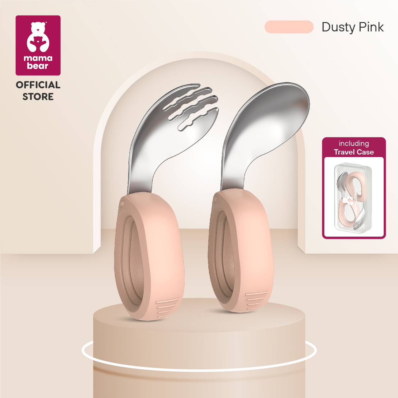 Mamabear Baby BLW 316 Stainless Steel Spoon & Fork Set Self Feeding Training Curved & Normal BPA FREE