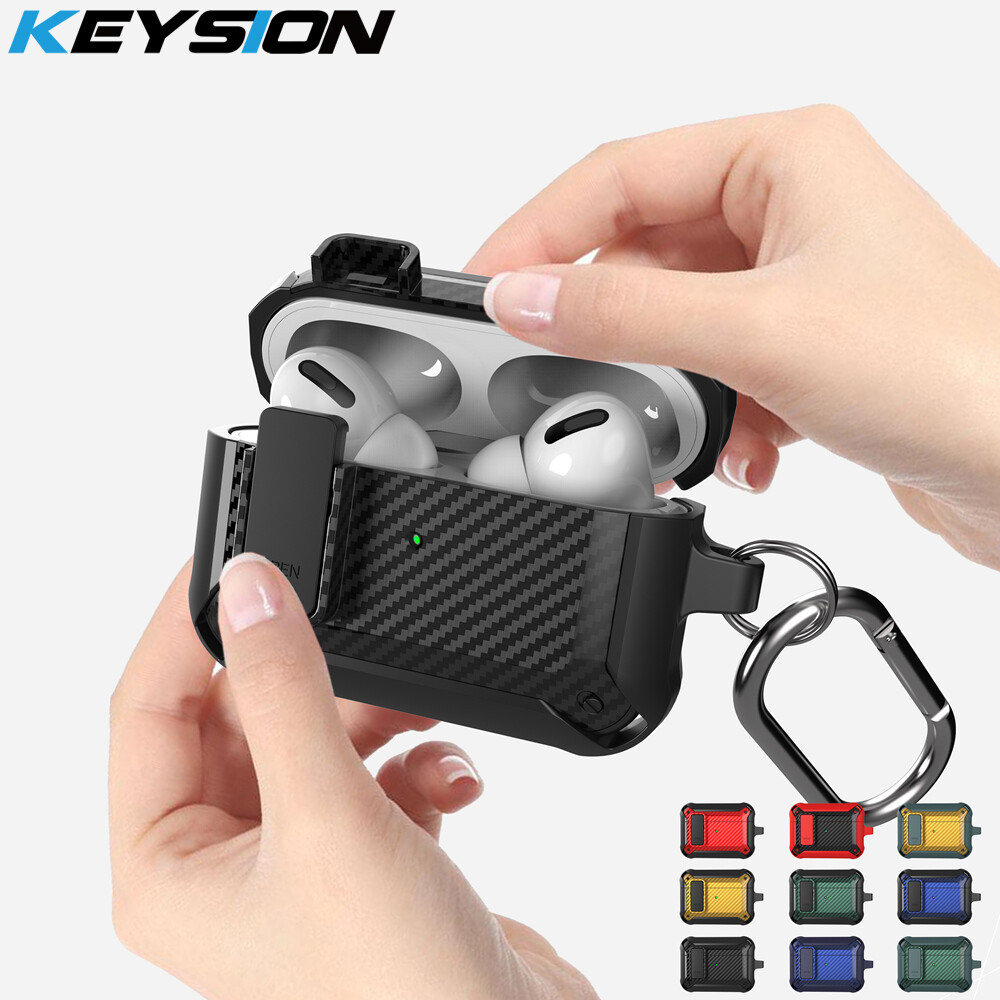 KEYSION Bluetooth Earphone Case for Apple AirPods Pro 2 1 Carbon Fiber Texture Silicone Shockproof Switch Cover for AirPods 3 2 ราคา 79 บาท*ส่งฟรี