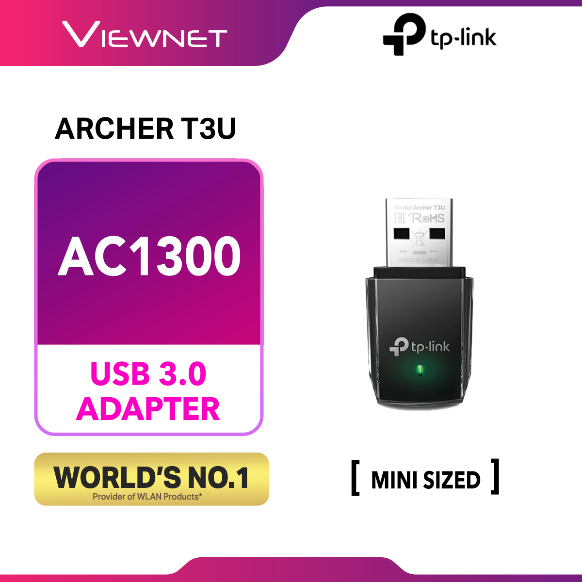 TP-LINK Archer T3U AC1300 Mini Wireless MU-MIMO USB WiFi Adapter Dual Band 5GHz + 2.4GHz