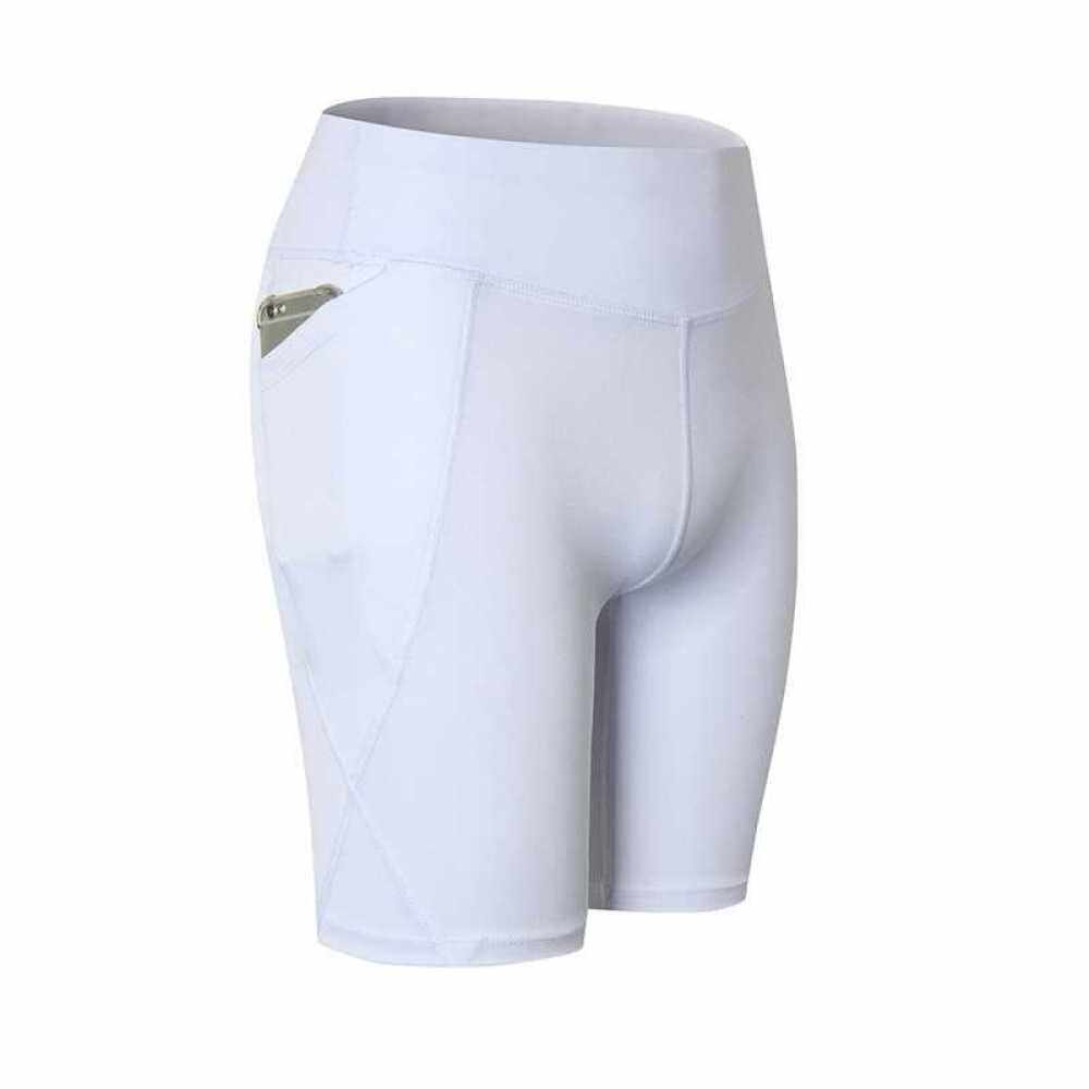 Women Sport Yoga Shorts High Waist Stretch Fitness Gym Running Workout Bodycon Leggings Short Pants (White)