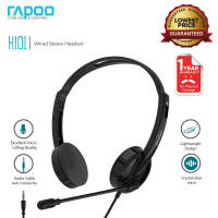 Rapoo H101/H102 Alat Dengar Stereo Berwayar Fon Kepala Permainan Komputer Dengan Fon Telinga Suara Mikrofon Dengan Bicu Kabel Audio 3.5mm untuk PC