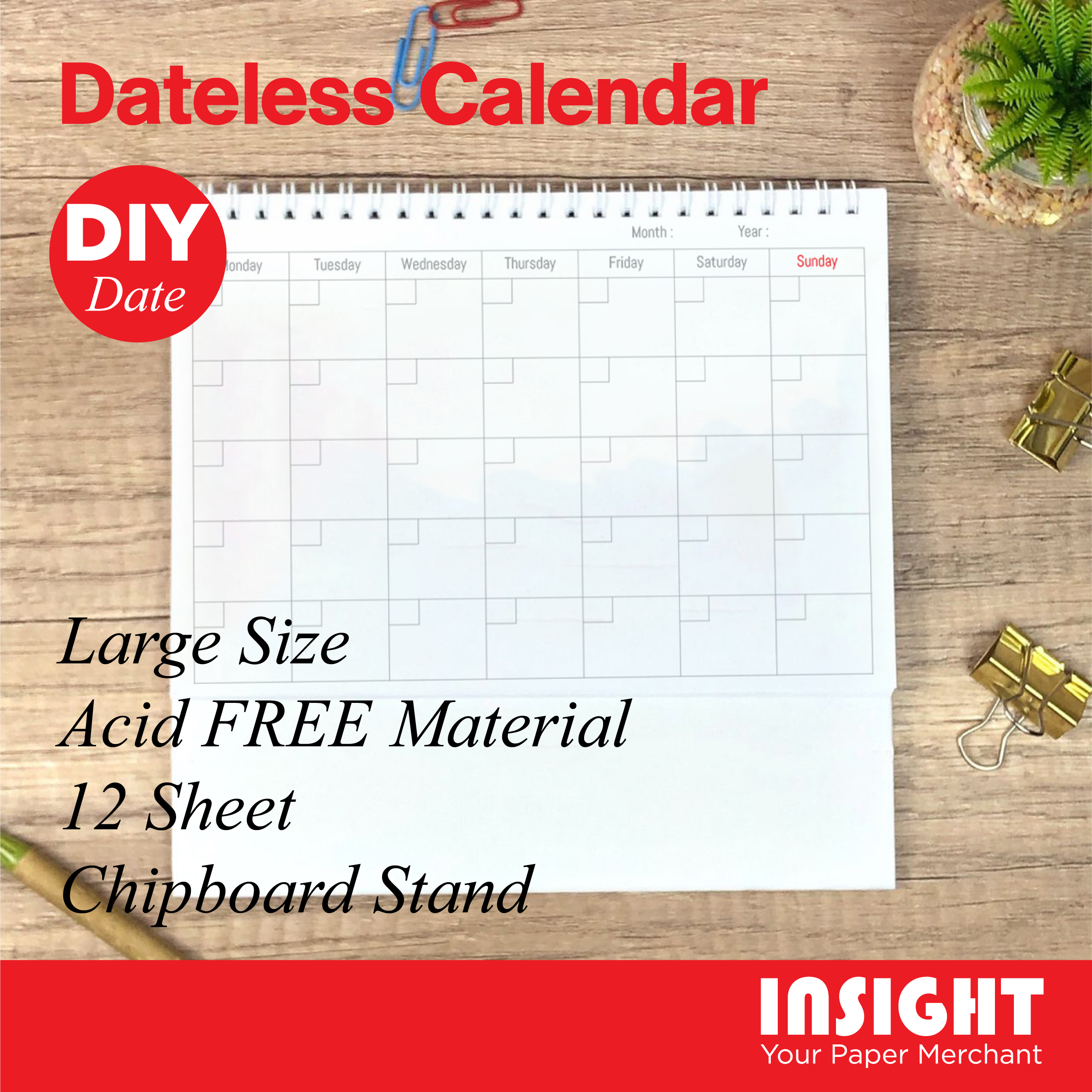 Desktop Calendar year 2025 Table Calendar Flip Calendar Simple Design Malaysia School holiday Desk calendar