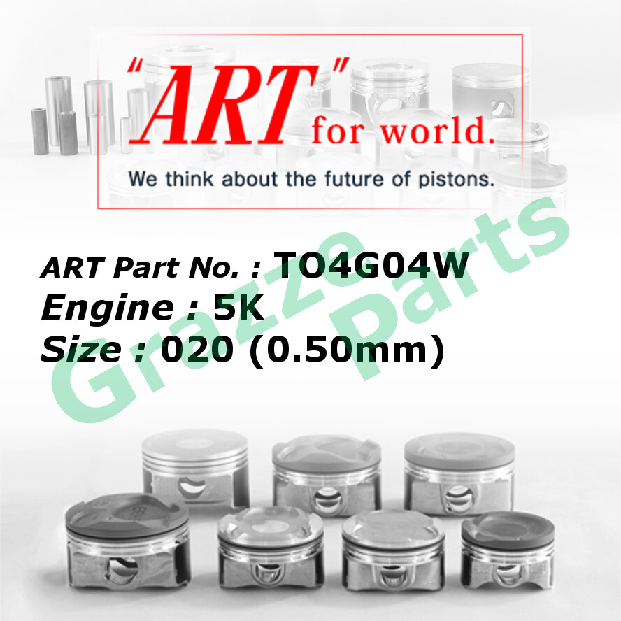 ART Piston Set TO4G04W 020 (0.50mm) Size for Toyota Liteace KM36 1.5 5K - Piston Surface D Shape - (