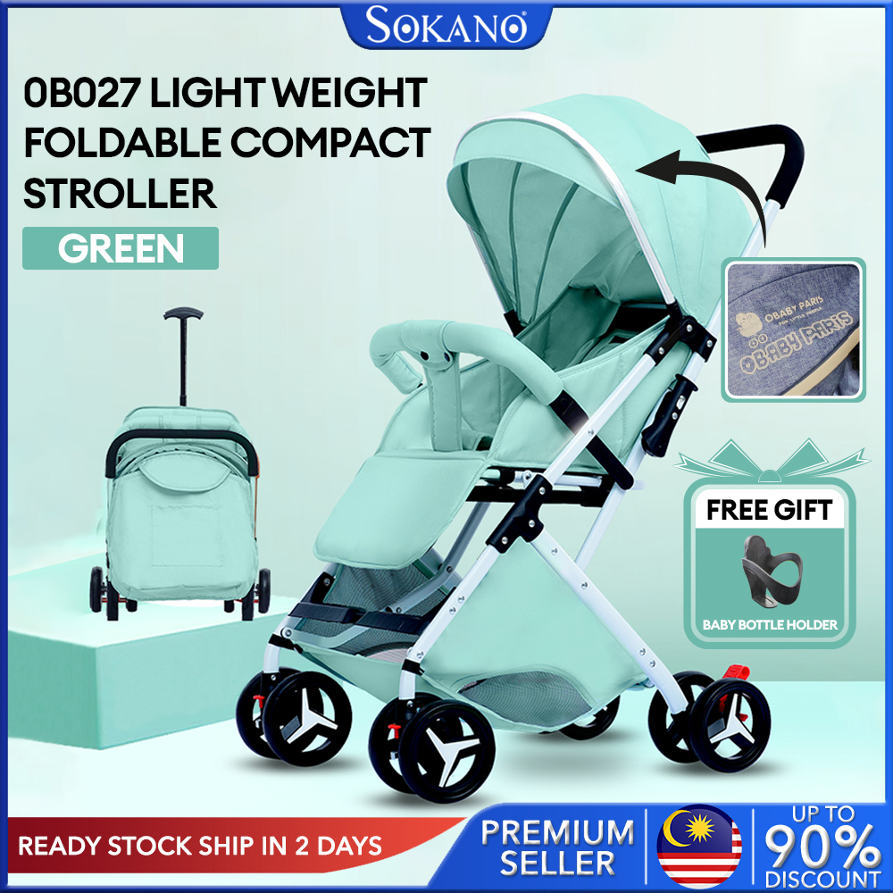 Sokano Obaby Paris OB027 Light Weight Foldable Stroller Compact Stroller FREE Bottle Holder Gift 0-36 Months Kids Children Prams Suitable Travel On Flight Foldable to Pulley on Flight Trolley Bayi Newborn Murah Mudah Simpan