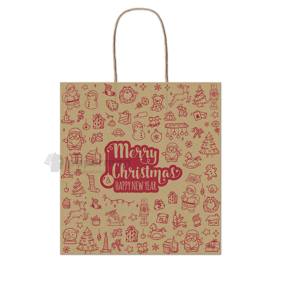 Store Age [100pcs] Christmas Festive Paper Bag/Gift Bag/Wine Bag/Goodies Bag - Size S & M [Ready Stock]