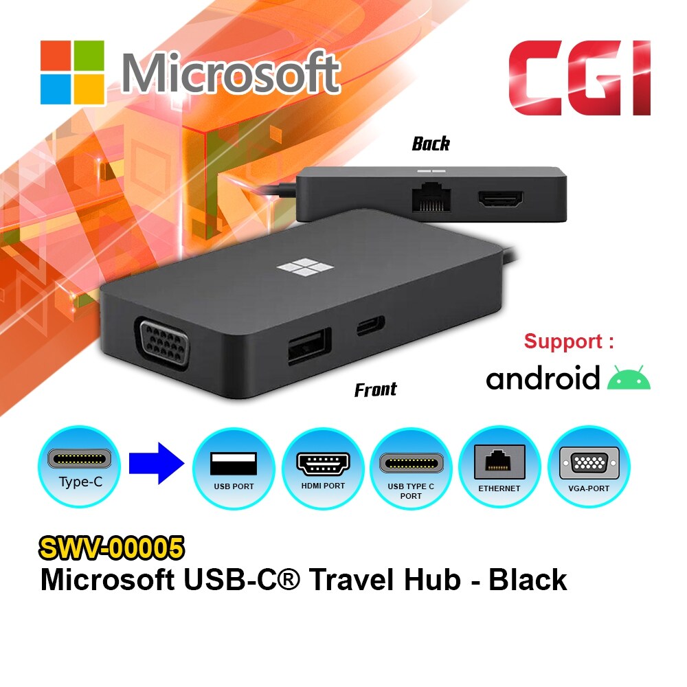 Microsoft USB-C Travel Hub Adapter (Black) SWV-00005