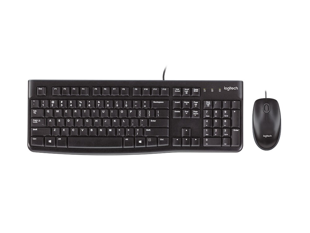 Logitech MK120 USB Keyboard & Mouse Combo with quiet typing, Durable keys, Plug-and-play USB connections
