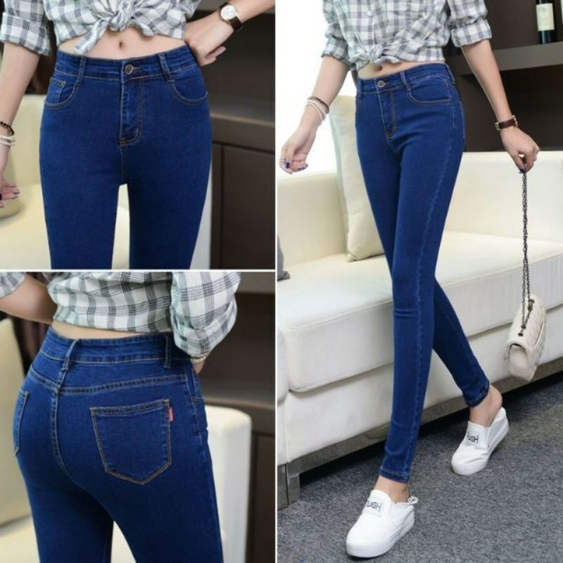[ Promosi ] HOT ITEM Women's Skiny fit jeans pant denim high quality super stretchable Murah murah