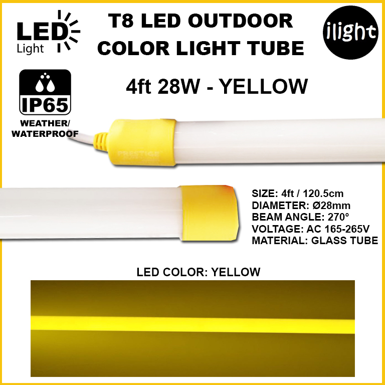 LED T8 Colour Outdoor Light Tube Weatherproof IP65 4ft T8 28W | Multi Color Tube Red Yellow Blue Green Multi Lampu Kedai Makan
