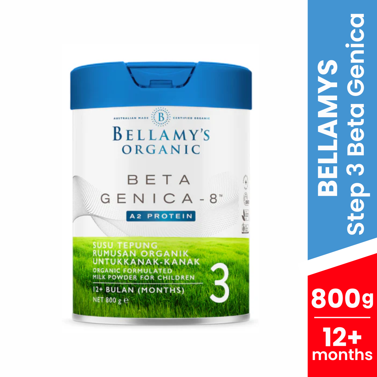 BELLAMYS Organic Formula Milk 800g Step 1 / 2 / 3 / 4 - Beta Genica Baby Infant Toddler Milk Powder