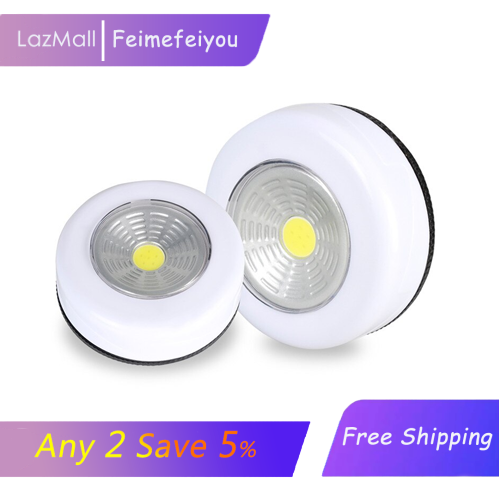Đèn LED Treo Tường/Đèn Ngủ, Vỏ COB Tròn Không Dây Cảm Ứng Màu Trắng Ánh Sáng Trắng Đèn Ngủ Khẩn Cấp Cho Tủ Quần Áo Tủ Chén Phòng Ngủ Nhà Bếp Sử Dụng Pin AAA 1.2W