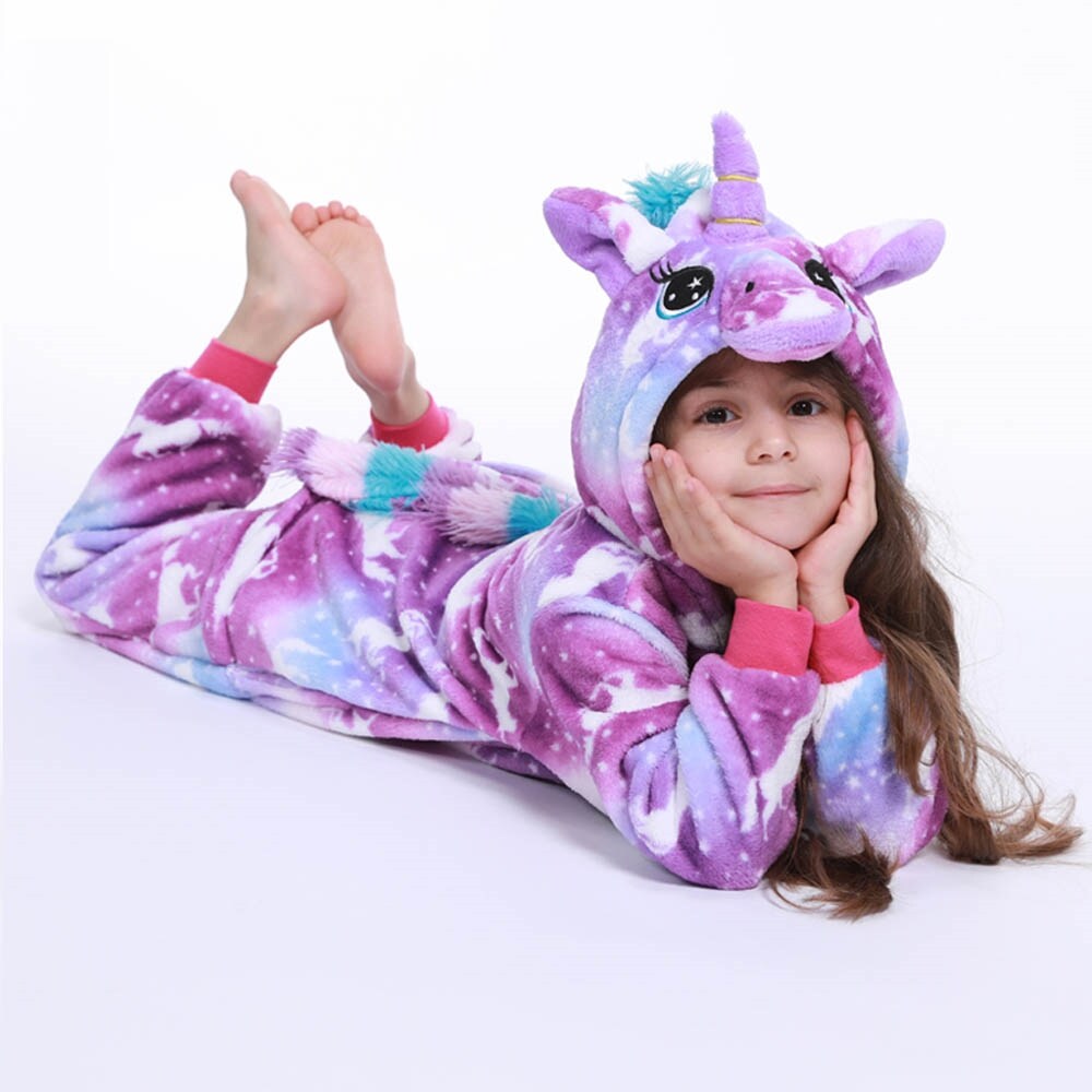 {AQ Home Decoration} Girls Clothes Kids Unicorn Pajamas Cartoon Animal Kigurumi Onesie Blanket Sleepers Boys Halloween Costume Jumpsuit 4 6 8 10 12Y