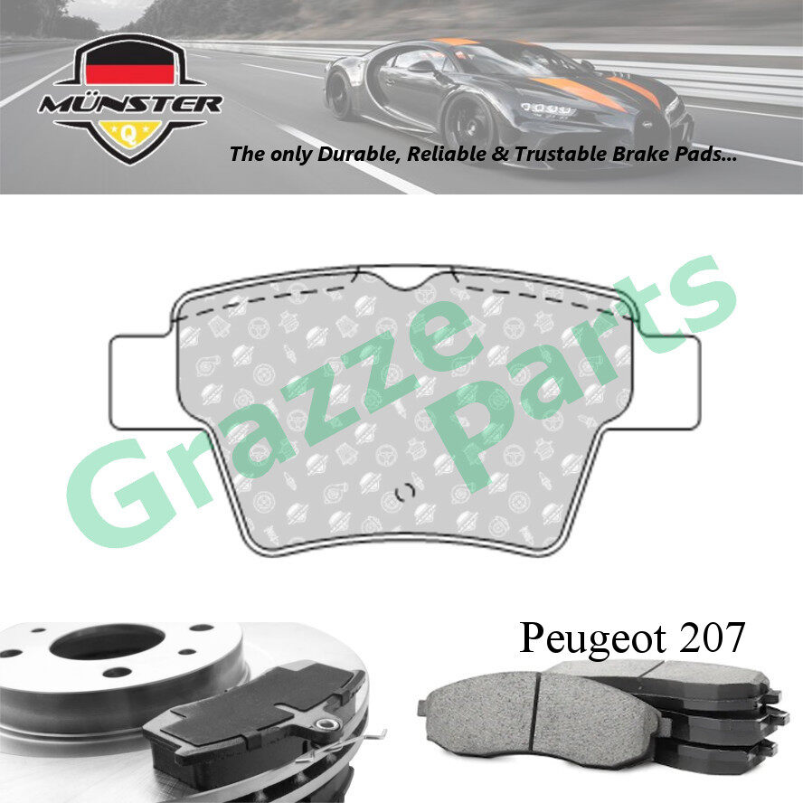 Münster Disc Brake Pad Rear for Peugeot 207 1.6 08'-13' NA6 (TU5JP4) 207 CC 1.6 16V 07'-11' 5FS (EP6