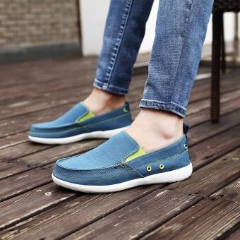 Zhenheng Classic canvas shoes men lazy shoes canvas men slip on loafers washed denim casual flats