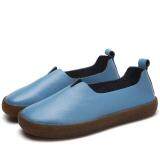 Fashion Large Size Soft Leather Vintage Flat Boat Shoes Loafers For Women