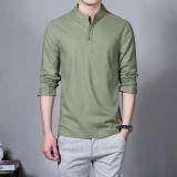 Fashion Short Sleeve Men's Shirts Male Casual Linen Shirt Men Brand Plus Size Shirt (Green)