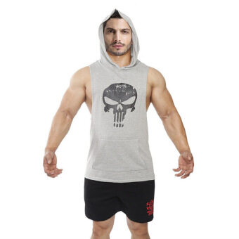 Bodybuilding Fitness vest/sleeveless hooded vest (Gray) (Gray)