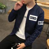 Grandwish Men Korean Design Letter Printing Jackets Bomber Jackets Thin Coat Slim M-4XL (Dark Blue) May 2018 - 3 Grandwish Men Korean design Letter Printing Jackets Bomber Jackets Thin Coat Slim M-4XL (Dark blue) - 3