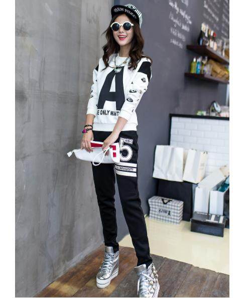 [Pre-Order]JYS Fashion: Korean Sport Style Collection 62 1902-White Shirt - Black Long Pant (ETA: 2023-05-31)