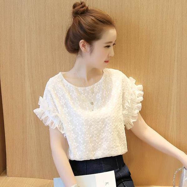 [Pre-Order] JYS Fashion: Korean Style Lace, Chiffon, Off Shoulder Top Collection 89 8806-White(ETA: 2022-08-31)