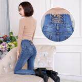 Korean Women's High Waist Slim Jeans Feet Denim Pencil Pants (Denim Blue) August 2018 - 5 Korean Women's High Waist Slim Jeans Feet Denim Pencil Pants (Denim Blue) - 5