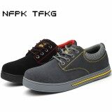 large size men fashion steel toe caps work safety shoes flats platform non-slip wearable shoe cow suede leather tooling boots