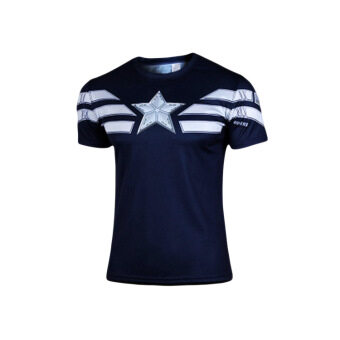 Marvel 3D fashion crewneck print Men T-shirt (Dark blue color) (Dark blue color)