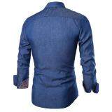 Men Denim Jeans Shirt Casual Long Sleeve Slim Fit Cotton Formal Tops Shirts August 2018 - 2 Men Denim Jeans Shirt Casual Long Sleeve Slim Fit Cotton Formal Tops Shirts - 2