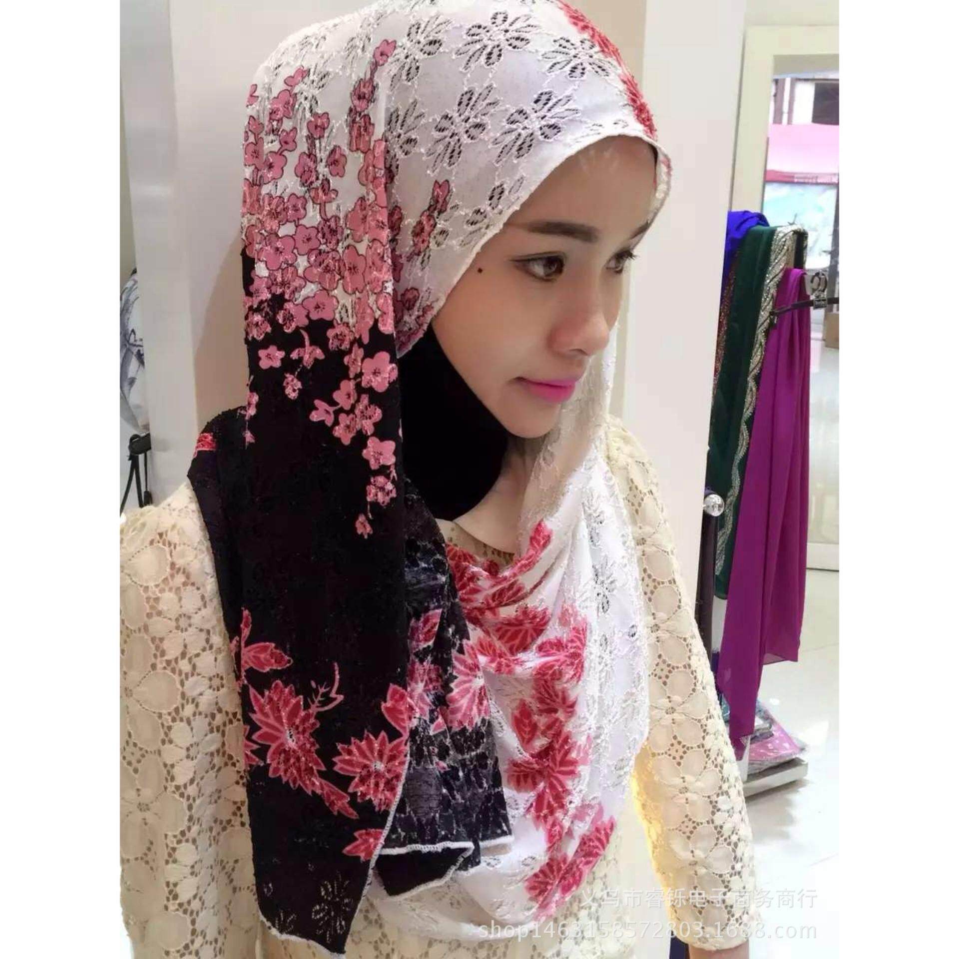 Harga Muslim Lace print long scarves(pink) Terkini Harga Muslim Lace print long scarves(pink) Terkini