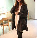 New Fashion Women Autumn Hot Selling Cardigan Women Full Sleeve Long Loose Knitted Hooded Sweater For Young Lady