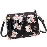 niceEshop New Fashion Narcissus Floral Butterfly Printing Shoulder Bags Leather Women Fashion Tassel Handbags Messenger Bags(Black)