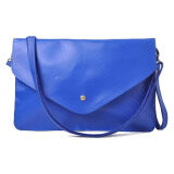 SoKaNo Trendz Vintage Style PU Leather Envelope Clutch Handbeg Wanita- Blue