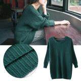 Women Long Sleeve Knitted Sweater Female Long Sleeve Pullover Knitwear (Dark Green)