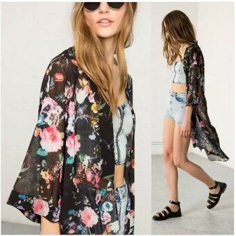 ZANZEA Bohemian Kimono Casual Loose Long Cardigan Ladies Chiffon Blouses Shirts Smock Women Vintage Outwear Tops