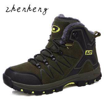 ZhenHeng New Men Boots for Men Winter Snow Boots Warm Fur&Plush Lace Up High Top Fashion Men Shoes