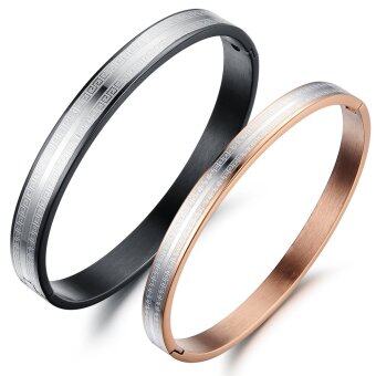 ZUNCLE Korean wild fashion diamond couple letters Women Men Bracelet (Rose gold Black)