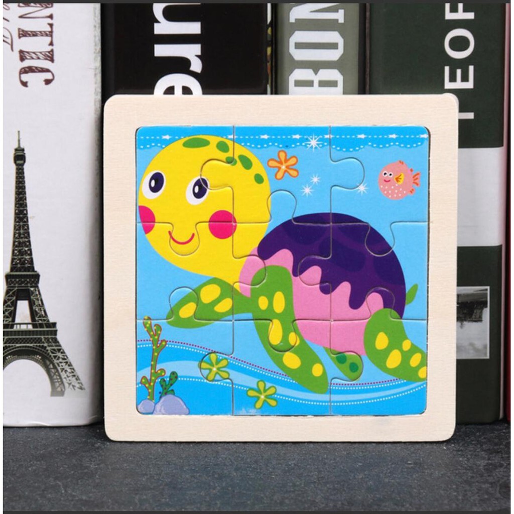 9pcs Kids Early Learning Wooden Montessori Cartoon Jigsaw Puzzle