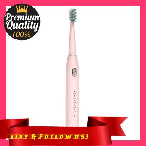 People\'s Choice S802 Ultrasound Electric Toothbrush High Frequency Low Noise Timing Toothbrush 5 Modes Adjustable Waterproof USB Rechargeable Toothbrush (Pink)