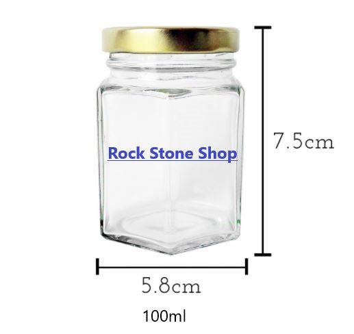 [100 Pcs] 100ml Hexagon Glass Jar Mini Bottle Air Tight Storage Container For Sweet Spices Door Gift Honey | Botol Kaca| 六角形玻璃小罐子