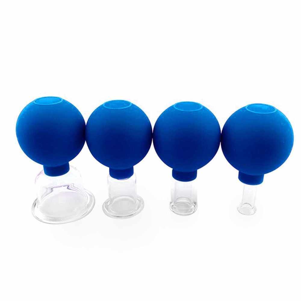 Body Massage Cup Glass Cupping Device Silica Gel PVC Domestic Use Suction Ball Cupping Device (Blue)