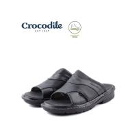 Crocodile Mens Leather Sandals Shoes - Black 392300-NH2-1LP
