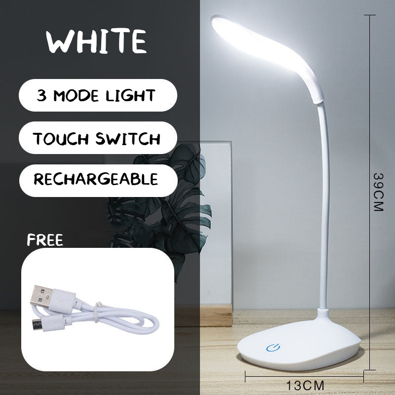 (Touch Sensor) LED Study Desk Table Lamp Dimming 3 Modes Learning Lighting USB Plug In Reading Eye Protection Bed Light
