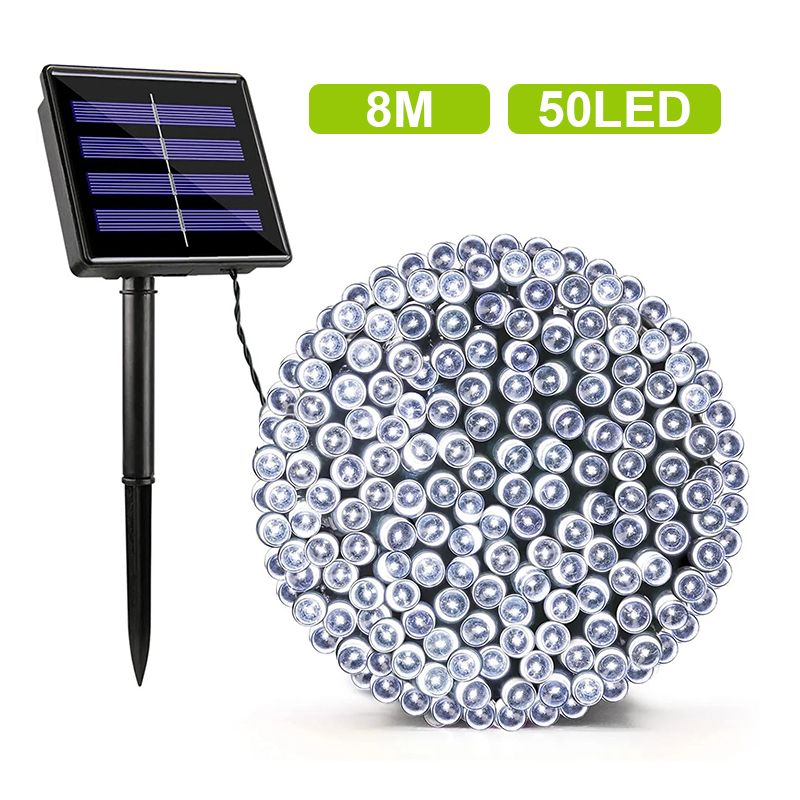 Outdoor Solar String Lights 8M 50LED 12M 100LED 8-Mode Decorative Solar Copper Wire Fairy Lights Lamps Ramadan Garden Lamp Wedding Parties Birthday Waterproof