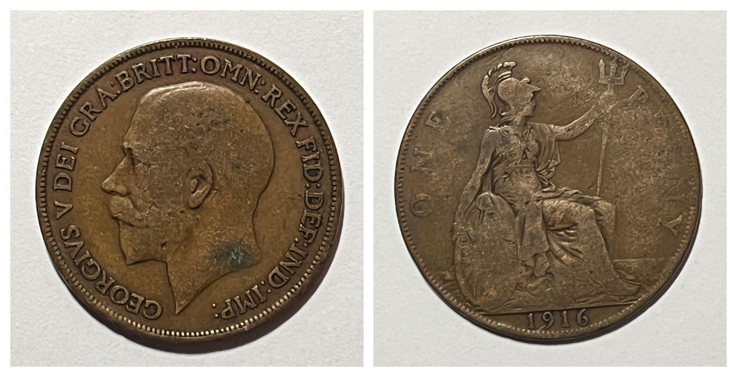 United Kingdom Coin 1 Penny 1911 to 1936 King George V.