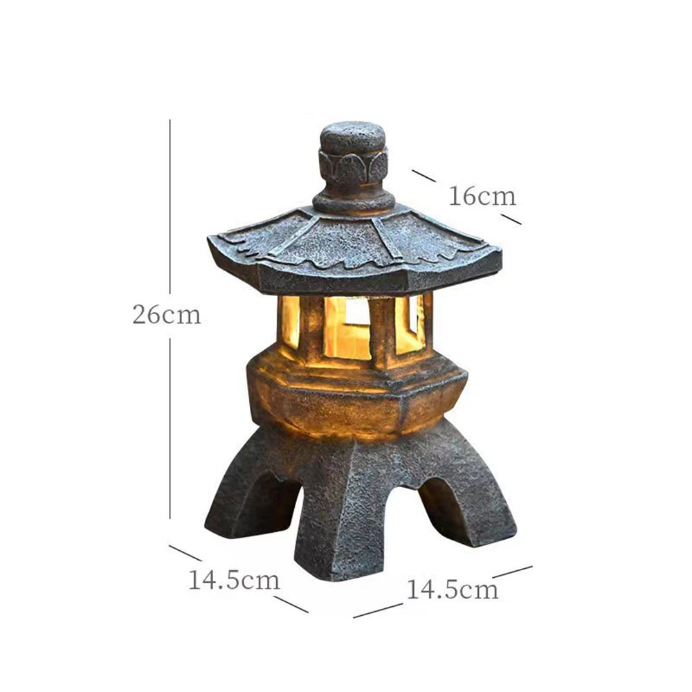 Solar LED Decorative Stone Pagoda Lamp Outdoor Waterproof Pagoda Lamp Garden Statue Palace Lamp Zen Solar Energy Lamp Stone Pagoda Lamp