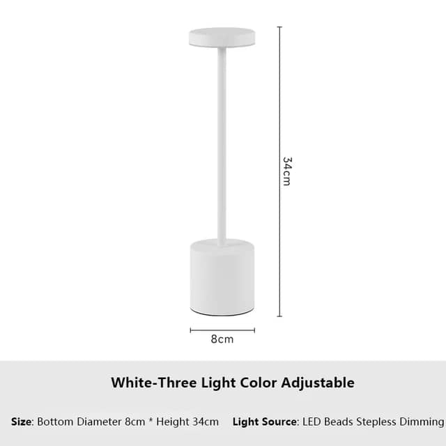 🇲🇾 Classic Metal Touch Sensor LED Table Lamp Rechargeable Desk Lamp 3 Colors Cordless Ambient Light Bar Room Restaurant