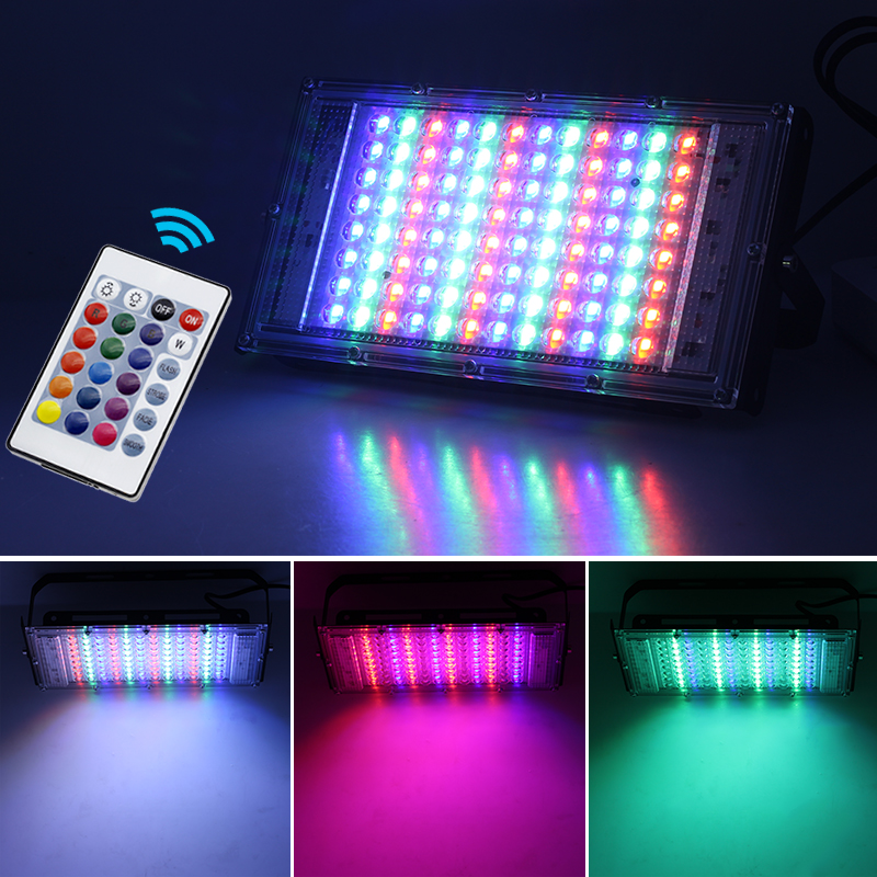 LED Flood Light 50W 100W AC220V Outdoor Floodlight White Warm White RGB Outdoor Spotlight Waterproof Street Lamp Garden Lighting
