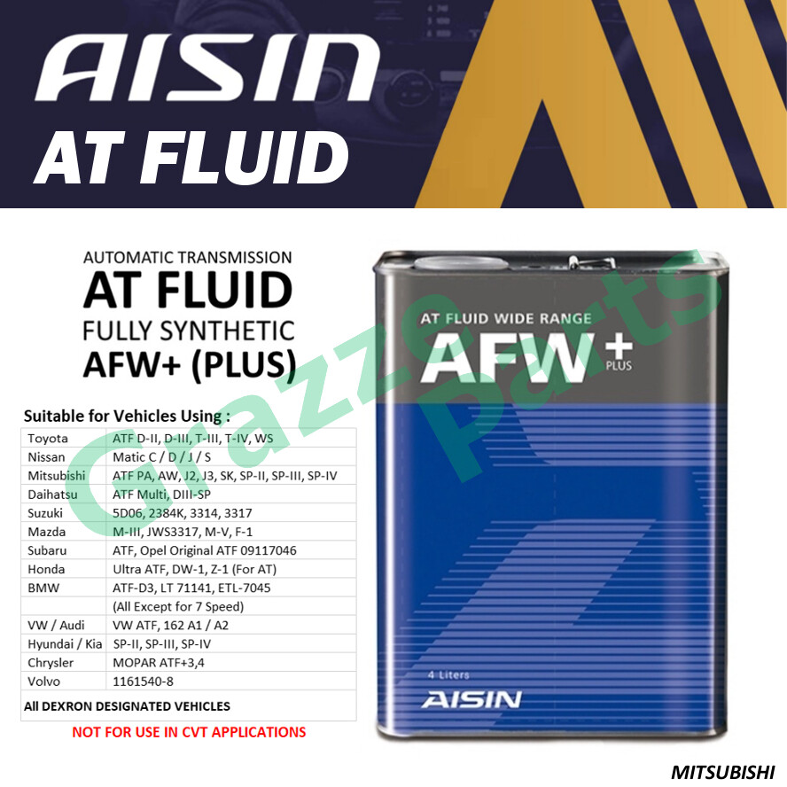 (4L) AISIN Fully Synthetic ATF AFW+ Automatic Transmission Fluid Mitsubishi DiaQueen SP-II M SP-III 